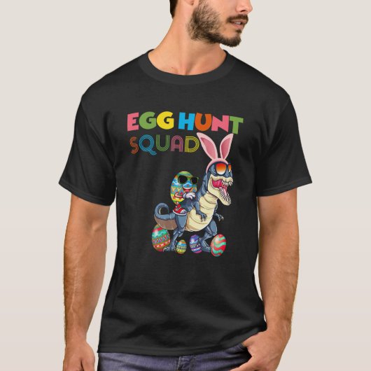 卵おもしろい狩り分隊イースターバニー恐竜マッチン Tシャツ (正面)