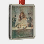 卵およびつぐみが付いている静物画 メタルオーナメント (右)