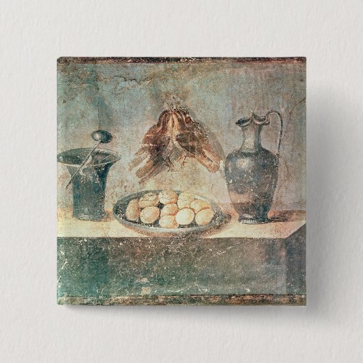 卵およびつぐみが付いている静物画 缶バッジ (正面)