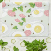 卵およびソーセージパターン キッチンタオル (折り畳み)