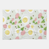 卵およびソーセージパターン キッチンタオル (横)
