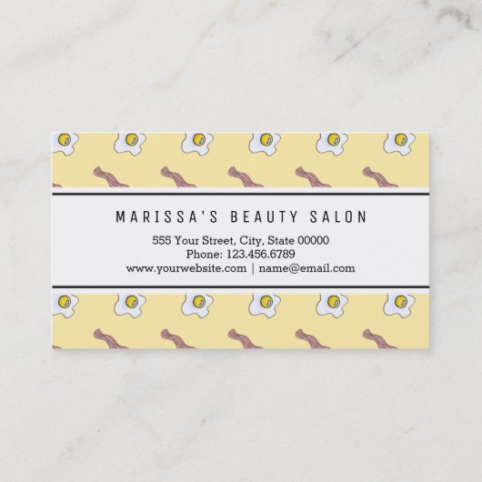 卵およびベーコンの朝食のグルメのおもしろいなパターン 名刺 (裏面)