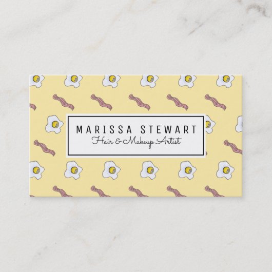 卵およびベーコンの朝食のグルメのおもしろいなパターン 名刺 (正面)