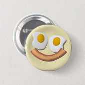 卵およびベーコンの顔。 缶バッジ (正面&裏面)