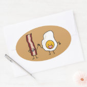 卵および薄切りベーコンのコンボの卵の朝食 楕円形シール (封筒)