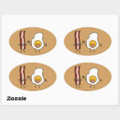 卵および薄切りベーコンのコンボの卵の朝食 楕円形シール (シート)