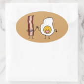 卵および薄切りベーコンのコンボの卵の朝食 楕円形シール (バッグ)