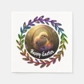 卵かごの中のイースターシック スタンダードカクテルナプキン (正面)