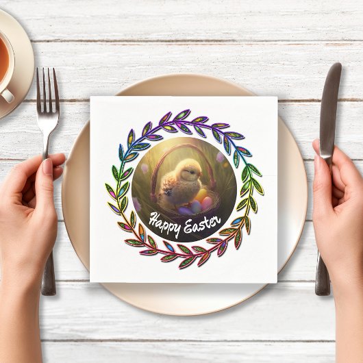 卵かごの中のイースターシック スタンダードカクテルナプキン