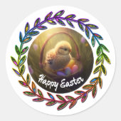 卵かごの中のイースターシック ラウンドシール (正面)