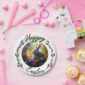 卵かご付きイースターバニー ペーパープレート (パーティー)