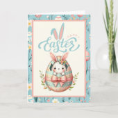 卵からバニーハッチングハッピーイースター カスタム シーズンカード (正面)