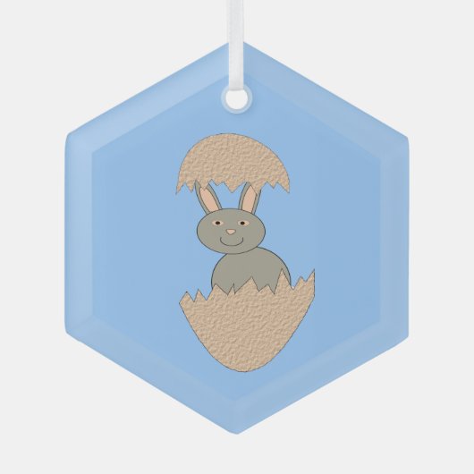 卵から孵化したバニー風変わり ガラスオーナメント (正面)