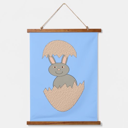 卵から孵化したバニー風変わり 吊り下げ型タペストリー (正面)