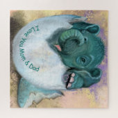 卵から象の孵化 – I Love You MOM & パパ ジグソーパズル (横)