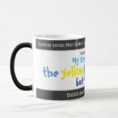 卵から黄色 – 間抜け transl。ドイツ語! モーフィングマグカップ (左)