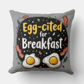 卵がワクワクする朝食ユーモアあふれるダサいデザイン クッション (正面)