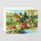 卵が付いているイースターのウサギ シーズンポストカード (正面/裏面)