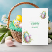 卵でバスケットに入れたかわいいイースターバニー シーズンカード