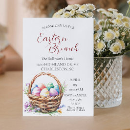 卵とイースターブランチを持つバスケット 招待状