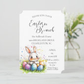 卵とバスケットのバニーのイースターブランチ 招待状 (スタンド正面)