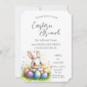 卵とバスケットのバニーのイースターブランチ 招待状 (正面)