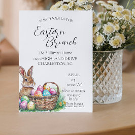 卵とバスケットの中のバニーのイースターブランチ 招待状
