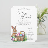 卵とバスケットの中のバニーのイースターブランチ 招待状 (スタンド正面)