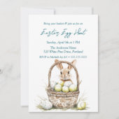 卵とバニーのバスケット復活祭の卵狩り 招待状 (正面)