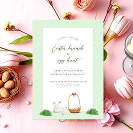 卵とバニーの水彩画のバスケット シーズンカード