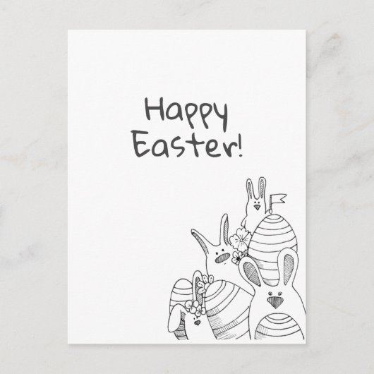 卵とバニー//ハッピーイースター ポストカード (正面)