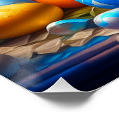 卵とバロック様式の白いイースターバニー ポスター (コーナー)