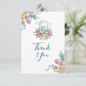 卵とフローラのブーケとバスケットかわいらしのバニー 招待状 (スタンド正面)