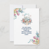 卵とフローラのブーケとバスケットかわいらしのバニー 招待状 (裏面)