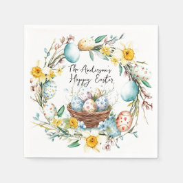 卵とフローライースター入りのバスケット スタンダードカクテルナプキン