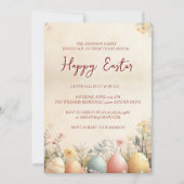 卵とフローラ黄ハッピーイースター 招待状 (正面)