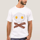 卵とベーコンのドクロ 面白いTシャツ Tシャツ (正面)