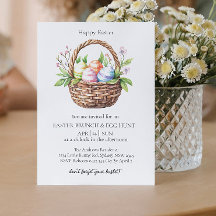 卵と卵のイースターバスケット狩り招待状