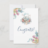 卵と花が入ったかごの中のかわいいかわいらしバニー カード (正面)