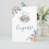 卵と花が入ったかごの中のかわいいかわいらしバニー カード (スタンド正面)