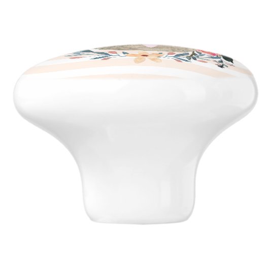 卵と花が入ったかごの中のかわいいかわいらしバニー セラミックノブ (側面)