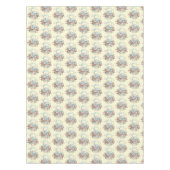 卵と花が入ったかごの中のかわいいかわいらしバニー テーブルクロス (正面)