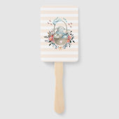 卵と花が入ったかごの中のかわいいかわいらしバニー ハンドファン (裏面)