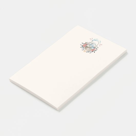 卵と花が入ったかごの中のかわいいかわいらしバニー ポストイット (アングル)