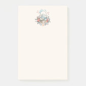 卵と花が入ったかごの中のかわいいかわいらしバニー ポストイット (正面)