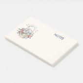 卵と花が入ったかごの中のかわいいかわいらしバニー ポストイット (アングル)