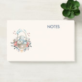 卵と花が入ったかごの中のかわいいかわいらしバニー ポストイット (オフィス)