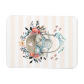 卵と花が入ったかごの中のかわいいかわいらしバニー マグネット (横)