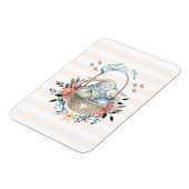 卵と花が入ったかごの中のかわいいかわいらしバニー マグネット (左側)