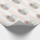 卵と花が入ったかごの中のかわいいかわいらしバニー ラッピングペーパー (角)